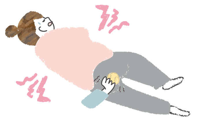 いきみ逃し：圧迫法（テニスボール）